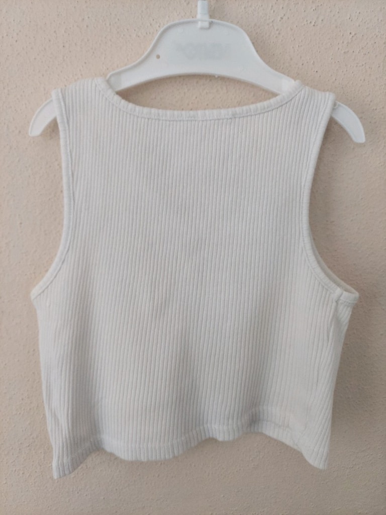 Kız çocuk fitilli askılı Beyaz Crop Üst - 3