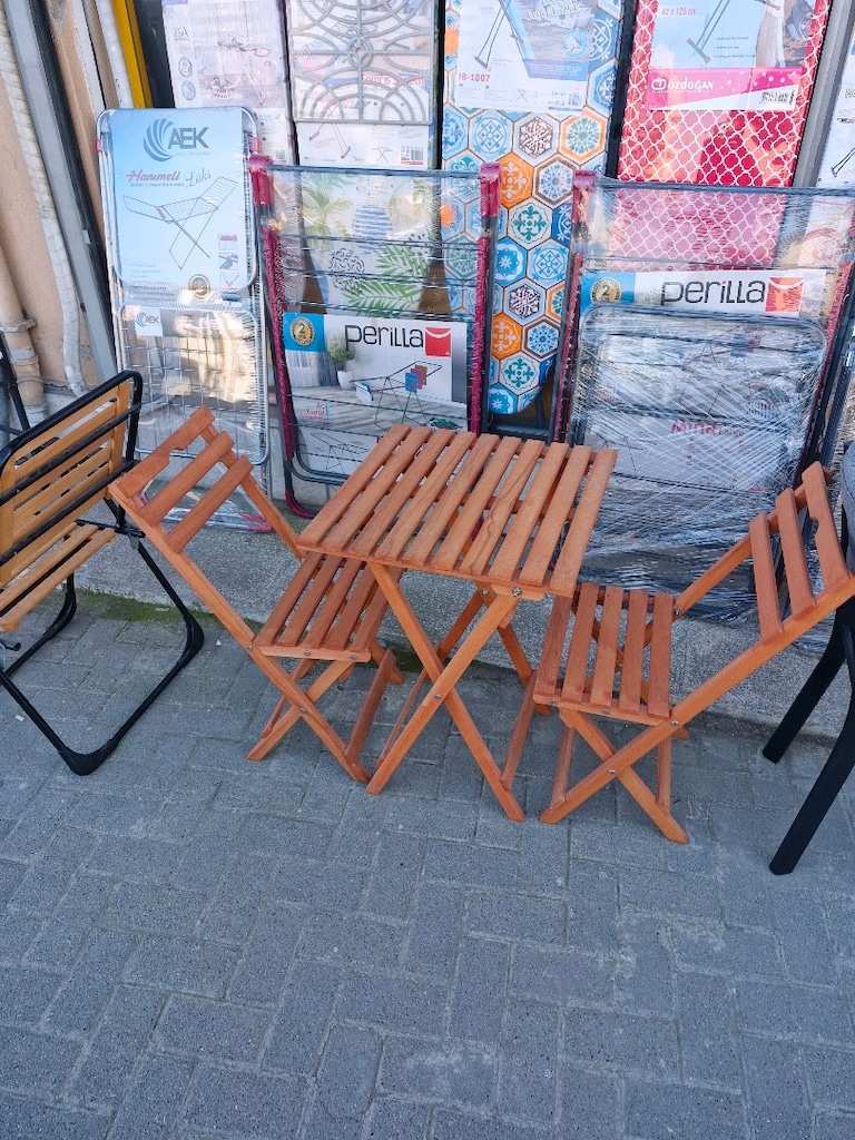 AHŞAP BİSTRO SET MASA SANDALYE TAKIMI | BALKON BAHÇE KAFE RESTORAN