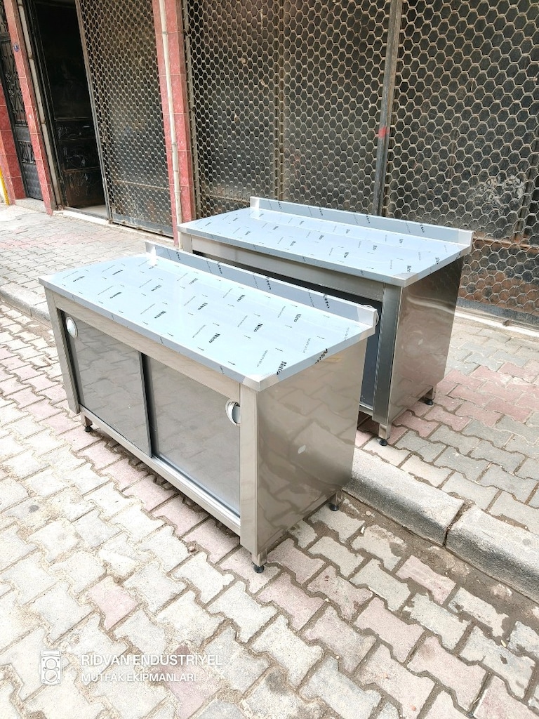140 cm krom tezgah hazır mutfak krom çalışma tezgahı endüstriyel tezga - 2
