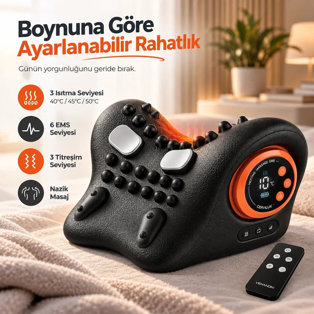 Cervilux Isıtmalı Masajlı Boyun Destek Yastığı - 2