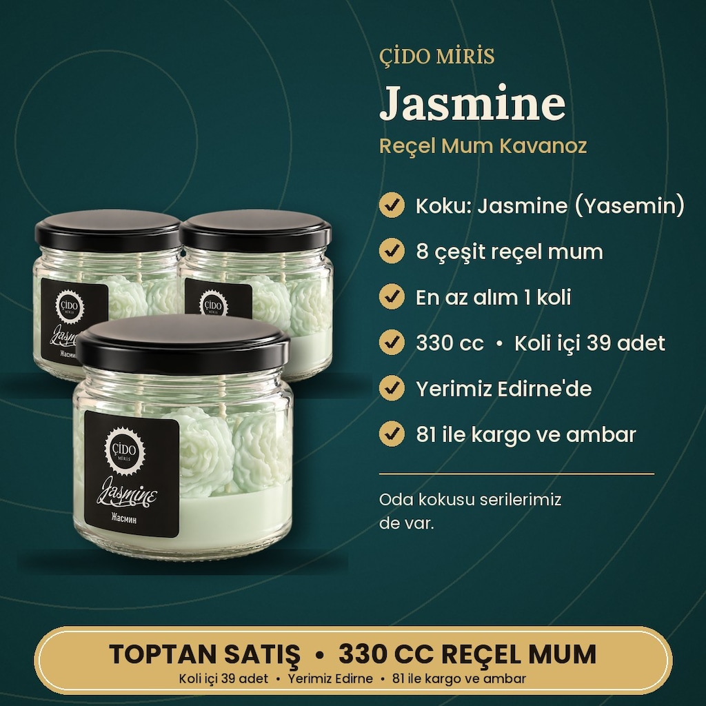 ÇİDO MİRİS REÇEL KAVANOZ MUM JASMINE 330 CC - TOPTAN - 2