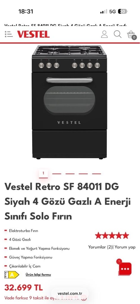 1 Yıllık Vestel retro serisi ocaklı fırın, garantili, sorunsuz - 4