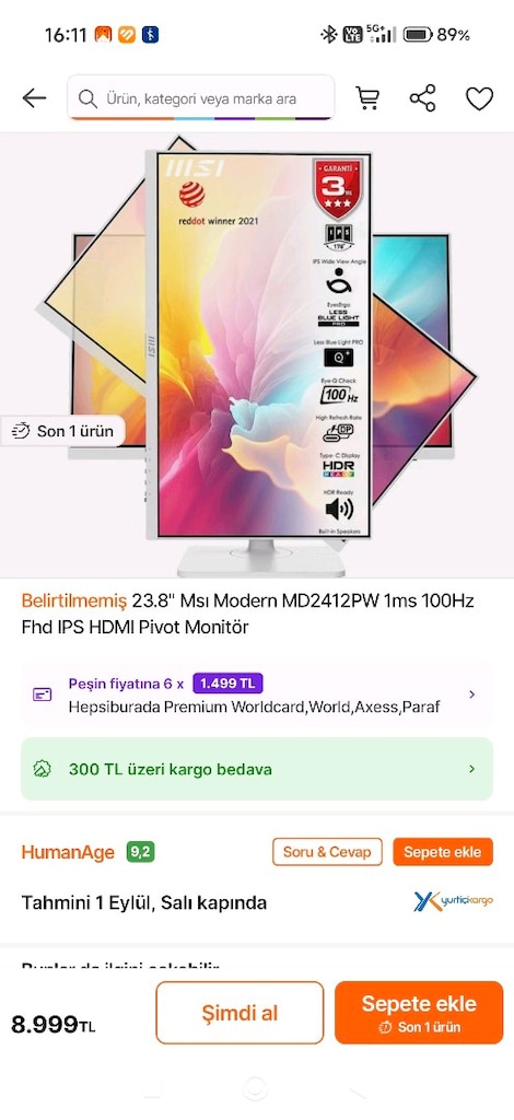 MSI monitör - 5