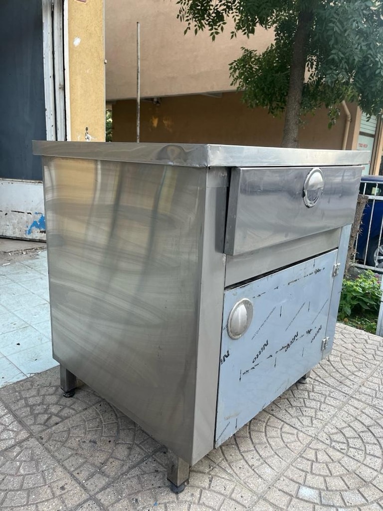 90x70 DOLAPLI PASLANMAZ ÇALIŞMA TEZGAHI KASA TEZGAHI ÇEKMECELİ KAPAKLI - 7