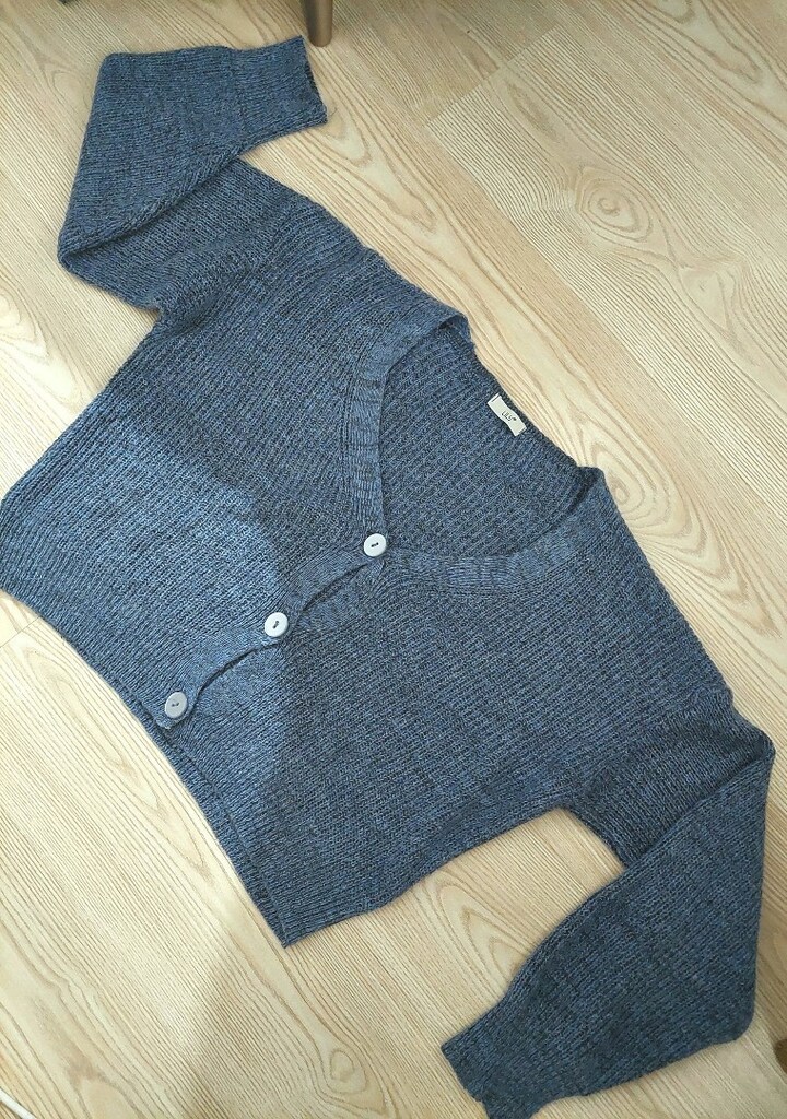 LİLY oversize gök mavi Crop Triko Hırka - 8