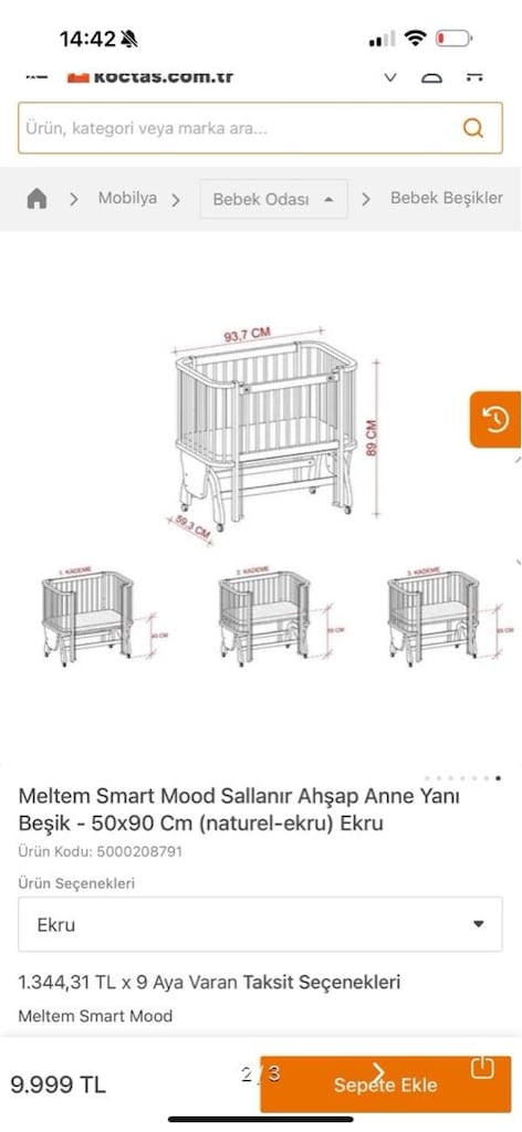 Sallanır Ahsap Anne Yanı Beşik - 4