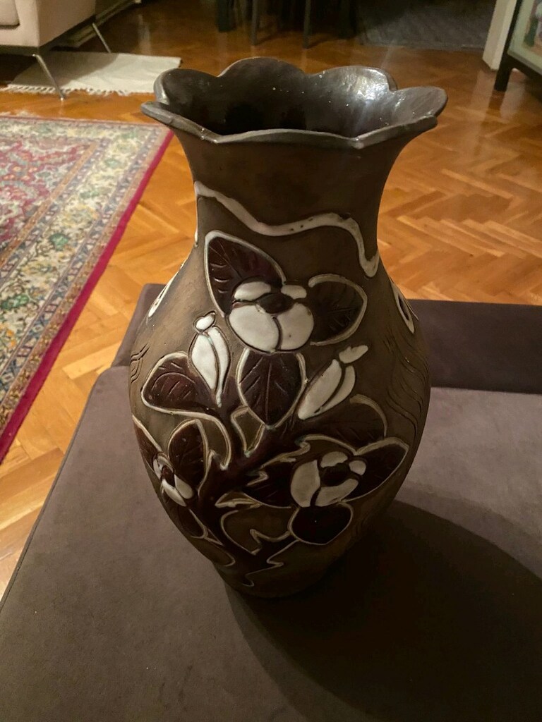 Üstü çiçek ve kuş motifli şık yer vazosu - 3
