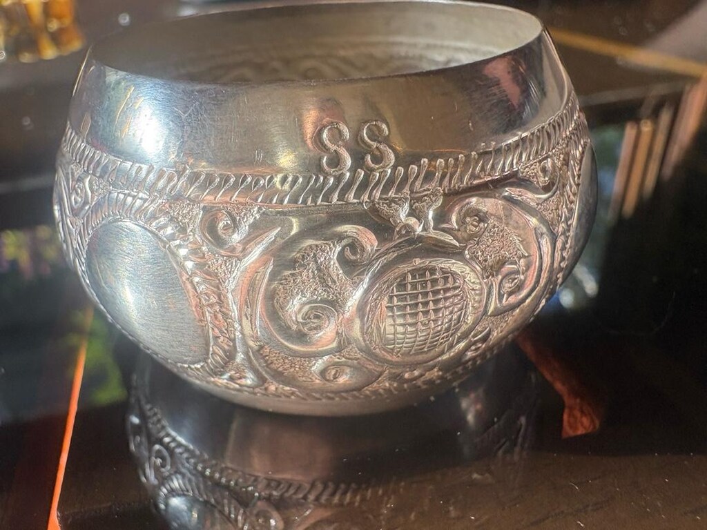 Antika Vintage Gümüş Peçetelik 27gr - 8