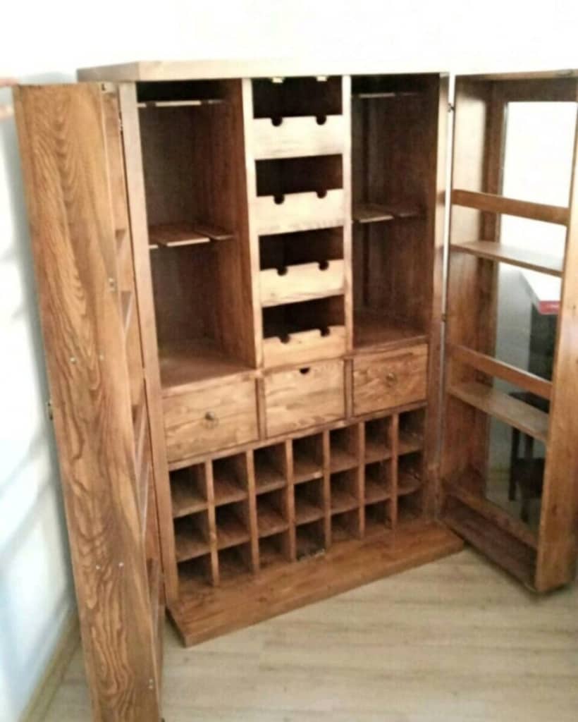 % 100 Doğal çam ağacı masif bar dolabı ve şaraplık konsol. - 5