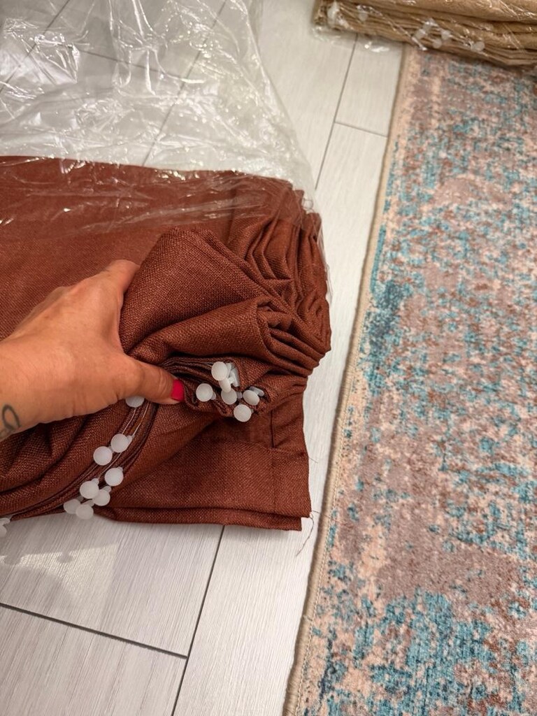 SIFIR ÇİFT KANAT KAHVERENGİ KETEN FON PERDE - 3