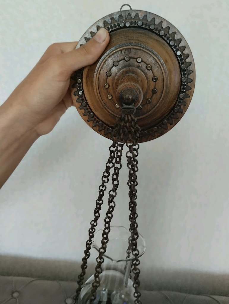 gaz lambası tahta oymalı - 2