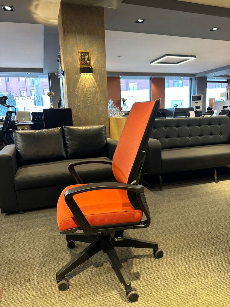 KLAS OFİS ÜSKÜDAR TURUNCU RENK FİLELİ SABİT KOLÇAKLI KOLTUK - 4