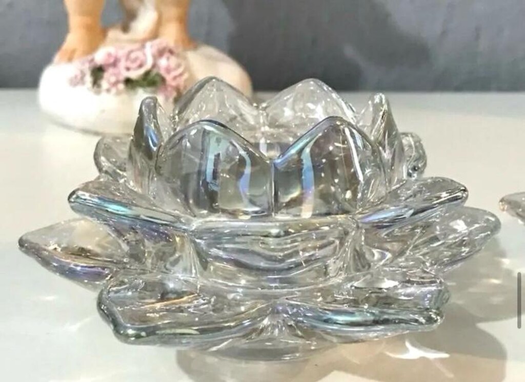 Vintage Alman ÇİFT Lotus Mumluk & Şamdan - Etiketi Üzerinde - 4