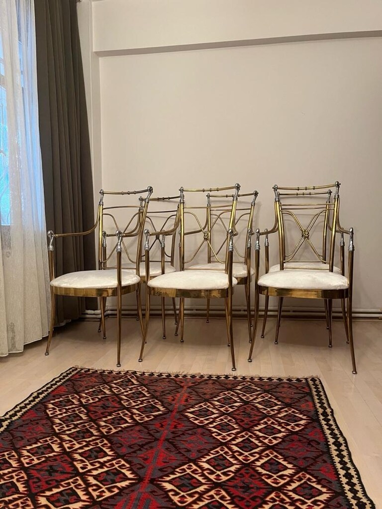İtalyan pirinç krom sandalye - 3