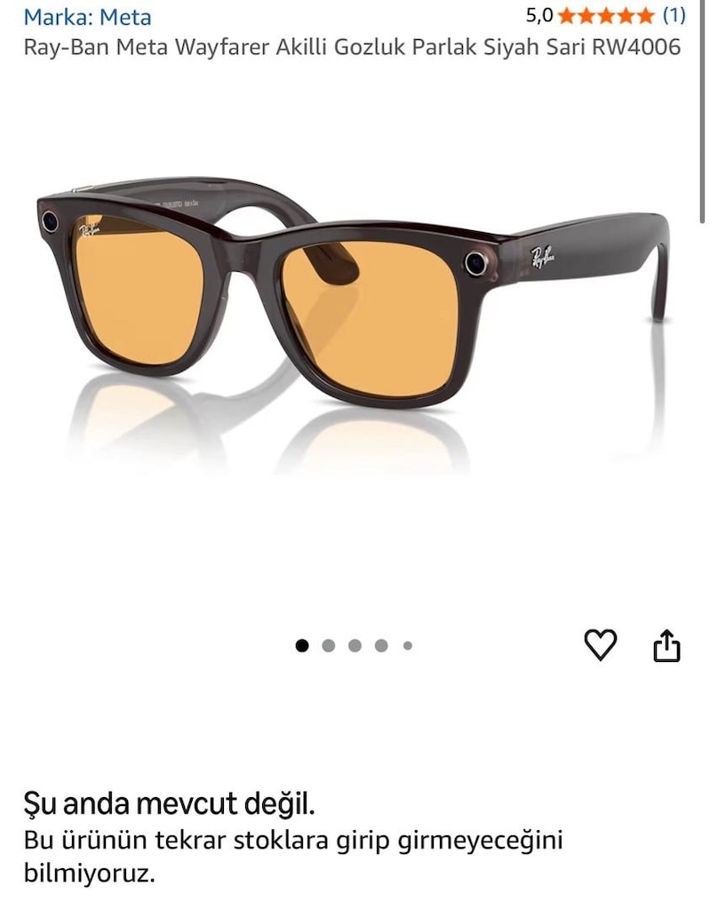 Ray-Ban Meta Wayfarer Akıllı Gözlük - Amber Cam - 2