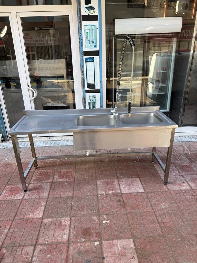 krom tezgah evyeli krom tezgah çift evyeli krom tezgah makine girişli - 2