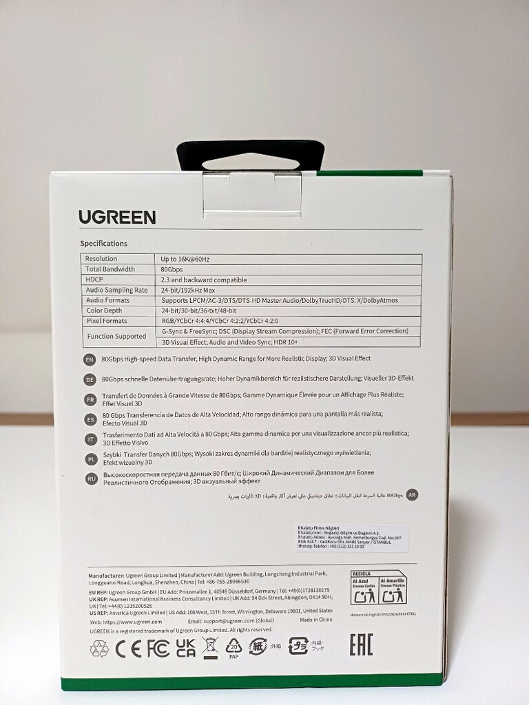 SIFIR UGREEN 16K DİSPLAYPORT 2.0 KABLO 1METRE - 4