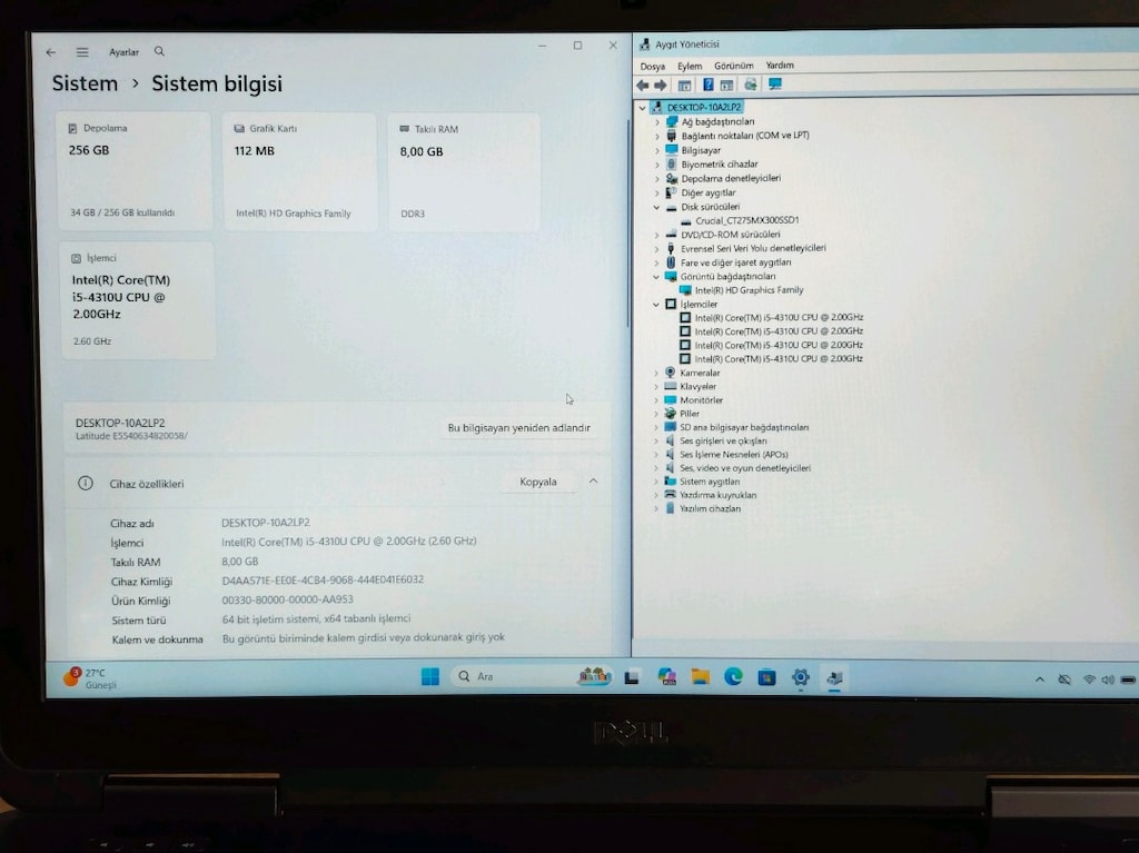 DELL PROBOOK İ5 4310U 8GB RAM 256GB SSD BATARYA SAĞLAM LAPTOP - 3