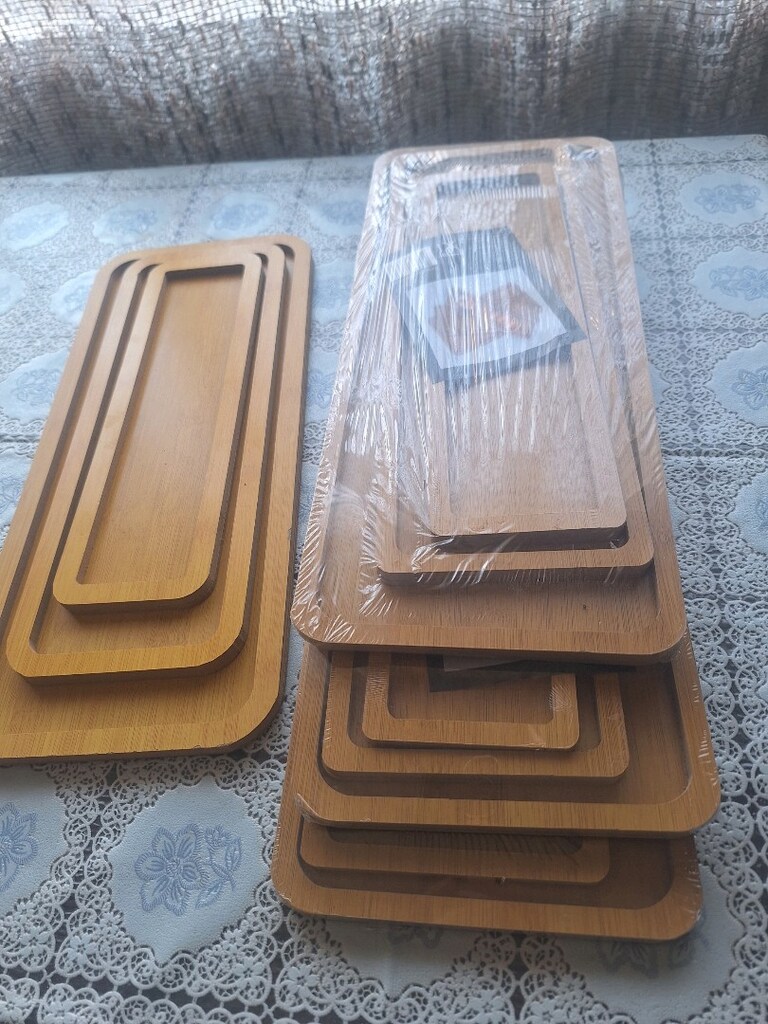 üçlü ahşap servis sunum tepsisi - 3