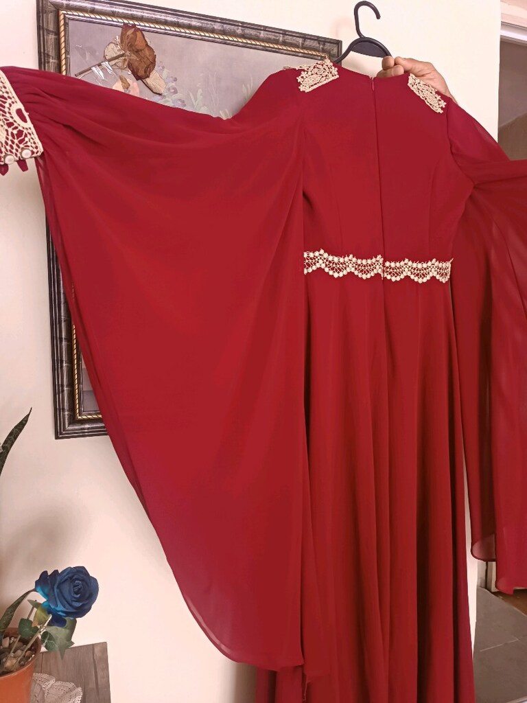 bordo şifon abiye - 3