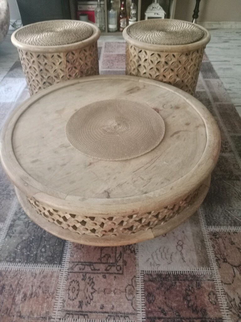el yapımı ahşap sehpa seti - 4