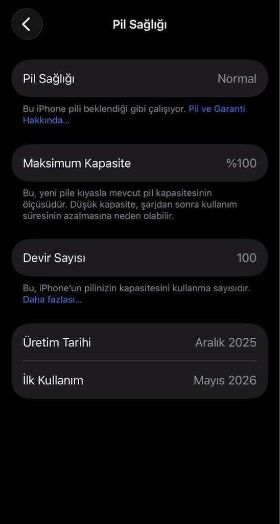 tertemiz sahibinden pil %100 iPhone 16 TR 2028e kadar garantili - 6
