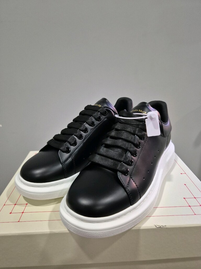 Alexander McQueen Oversized Siyah Erkek Deri Sneaker 43 Numara