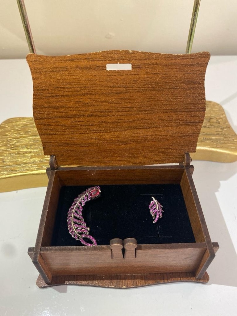 Gümüş Küpe Pembe taşlı - 7