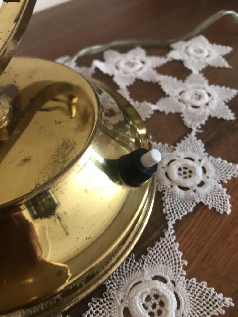 Vintage opalin camlı pirinç abajur masa lambası - 6