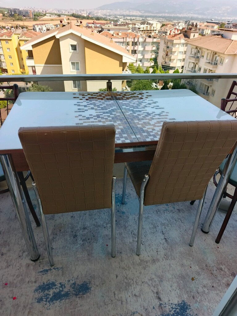 tertemız sıfırdan farksız mutfak masası takımı camlı kalıteli acmalı - 7