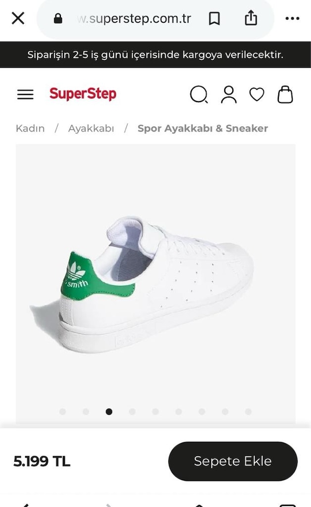 Adidas stan smith orj. 42-42,5 numara sıfır erkek ayakkabı - 4