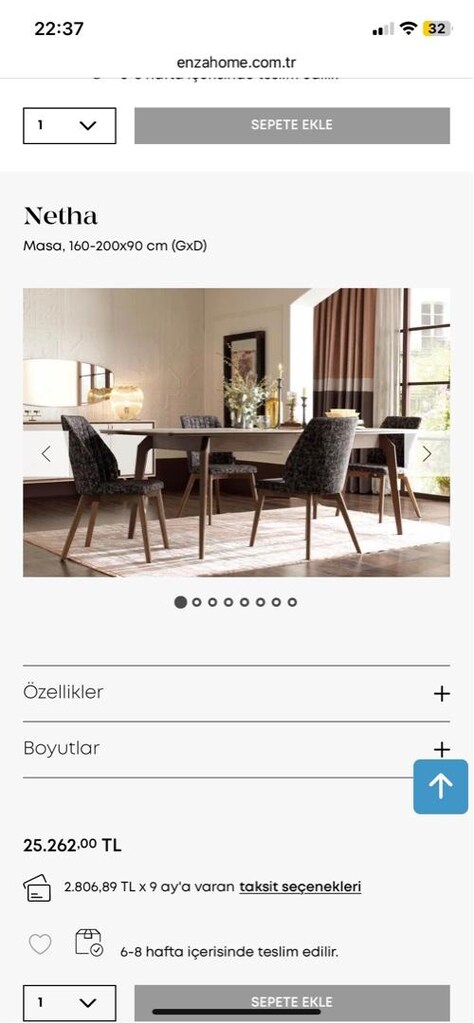 enza home netha yemek masası+ sandalye.