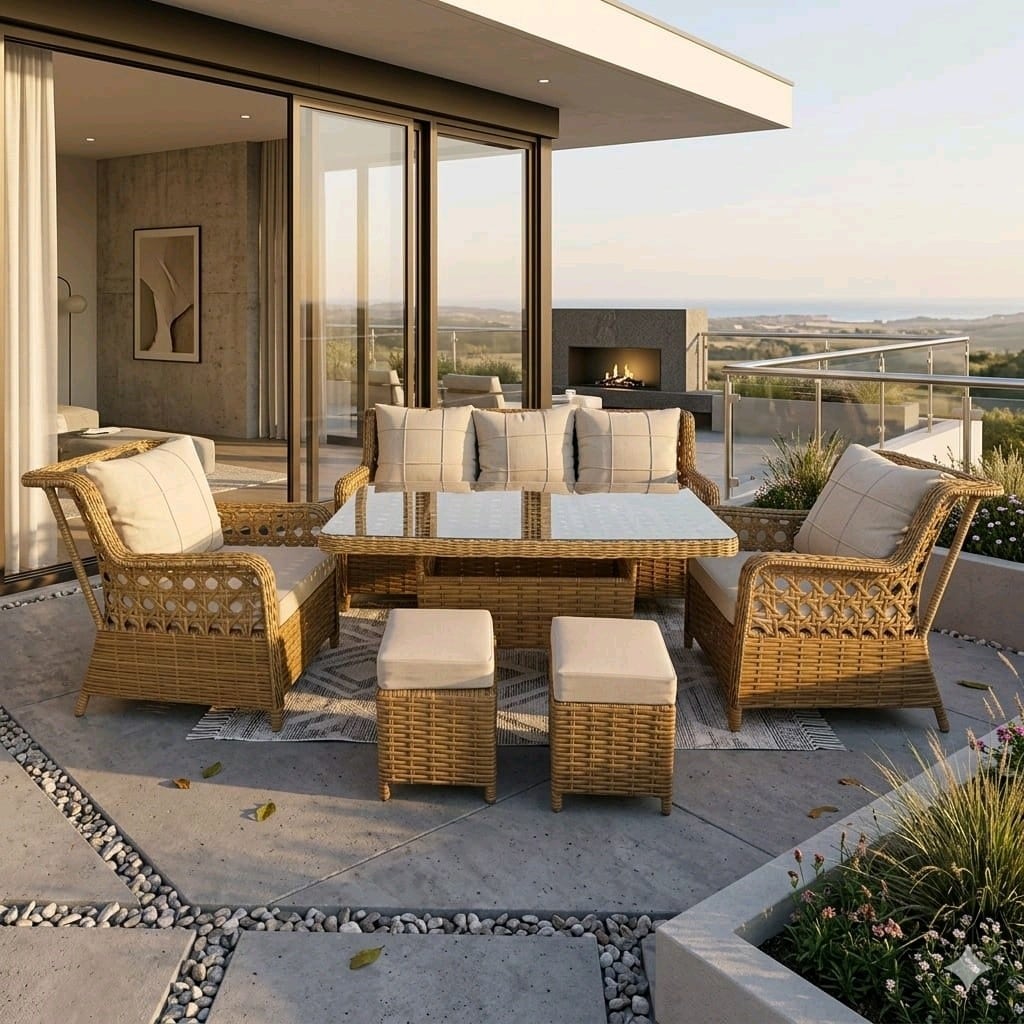 rattan bahçe balkon mobilyasi, koltuk takımı, oturma Grubu - 7