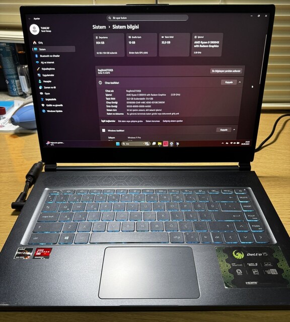 Delta 15 A5EFK RX5700M 10GB R9 5900HX 32GB RAM 1TB SSD 144Hz