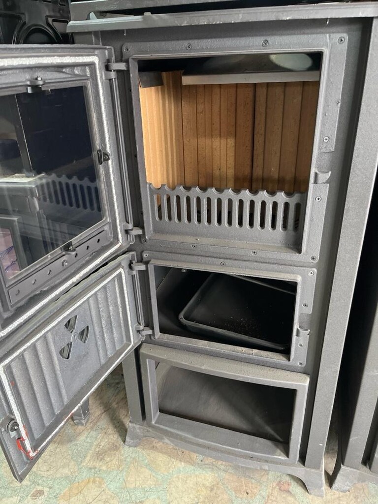 Camlı en altı odunluklu tuğlalı şömine soba - 3