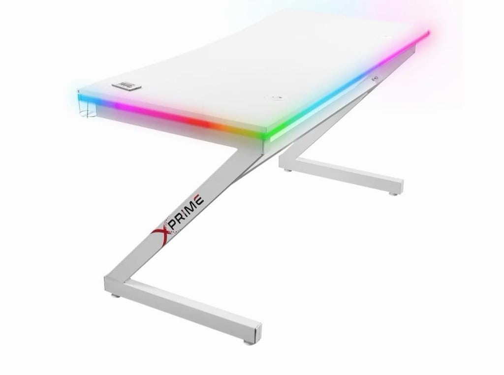 XPrime Beyaz RGB Gaming Masa /