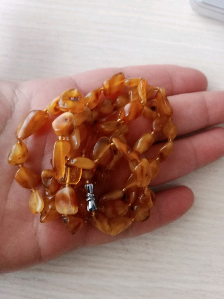 Damla Kehribar kolye 63 cm gram bilgisi fotoda var - 4