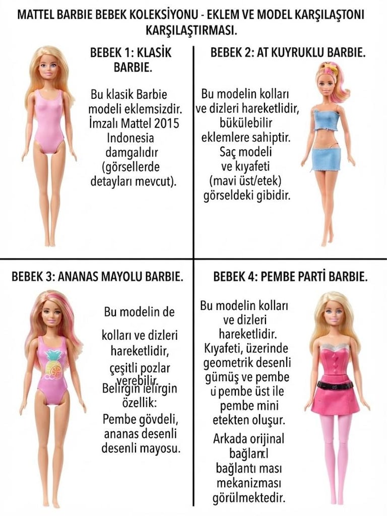 4 Adet Koleksiyonluk Barbie Bebek Seti