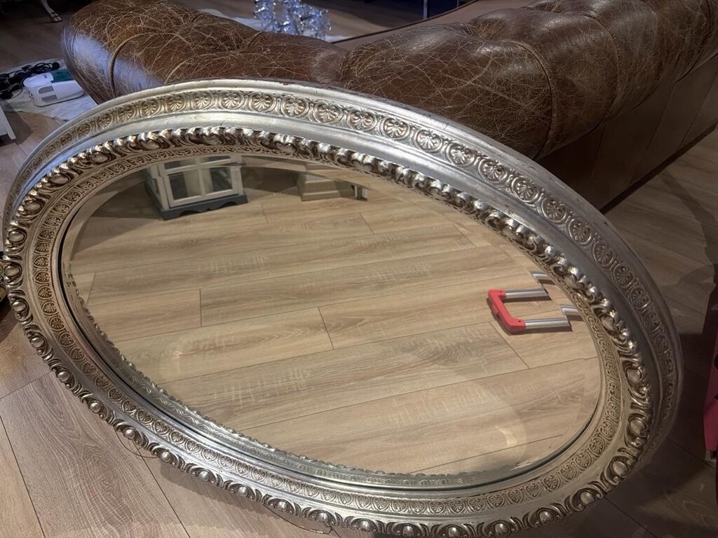 gümüş oval büyük ayna - 2