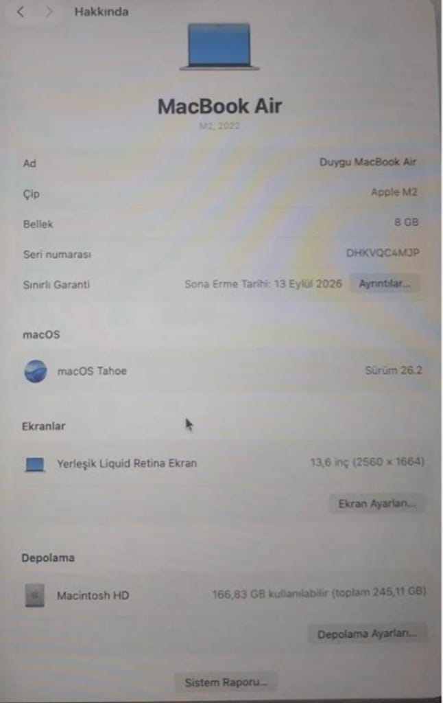 MacBook Air (13.6 inç, M2 Çip, 2022) - 4