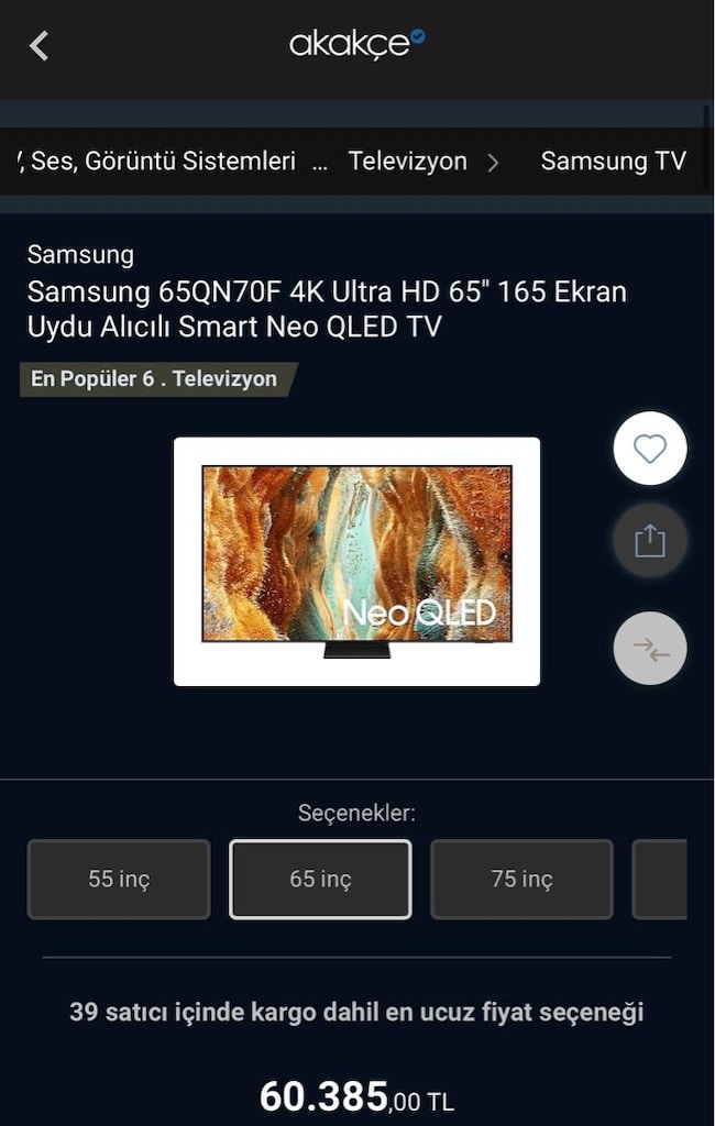 Samsung Neo QLED QE65QN70FAUXTK 4K Samsung - 4
