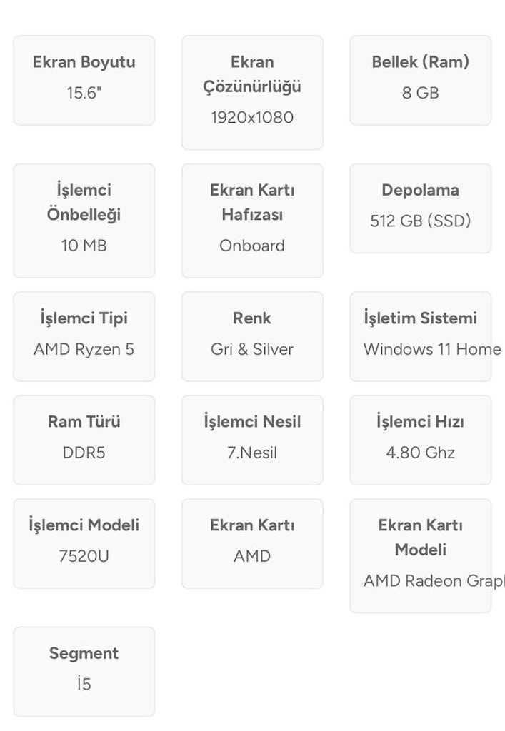ASUS VİVOBOOK E1504FA-BQ2733W AMD RYZEN 5-7520U - 3
