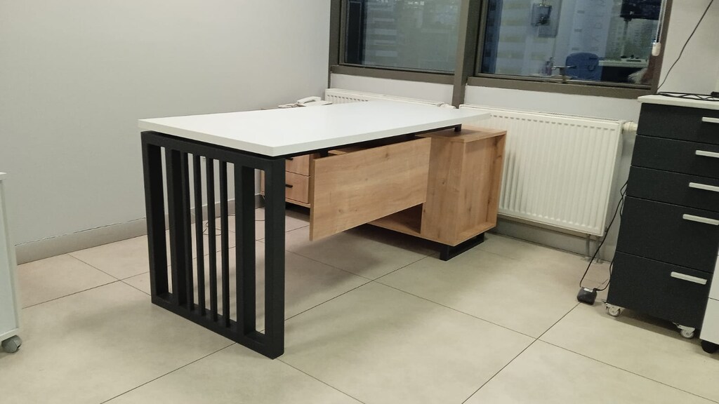 ETAJERLİ PERSONEL MASASI / ÇALIŞMA MASASI / DEMİRSA İRON ART - 17