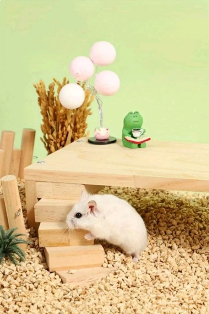 Ahşap Hamster Tırmanma Platformu Merdivenli - 4