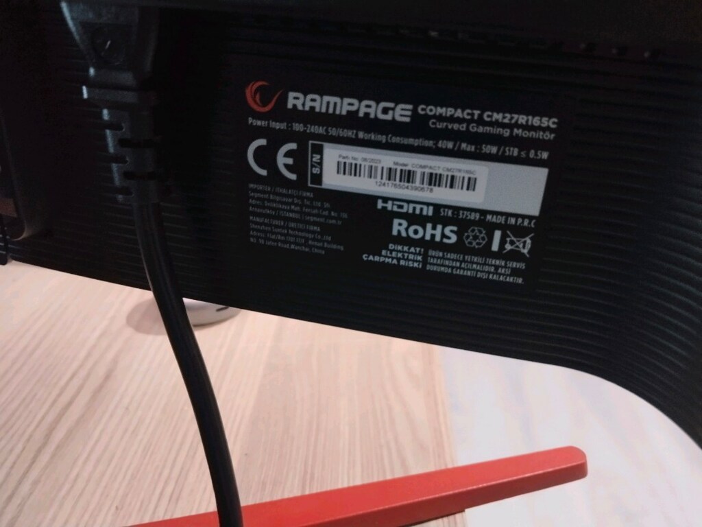 rampage monitör 27inç kavisli curved 165 hz sıfır gibi - 6