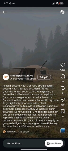 Shufa çift katmanlı zirve katmanlı 4 mevsim çadır