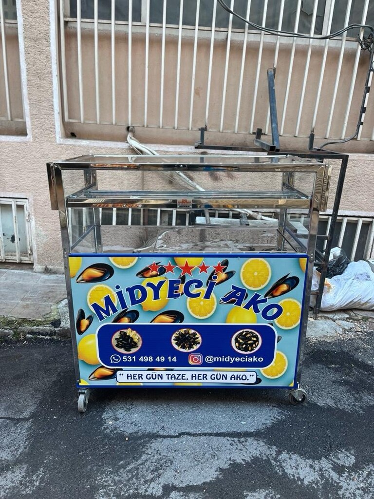 Seyyar Araba, Midye Tezgahı, Tekerlekli Midye Dolabı, Midye Camekanı - 2