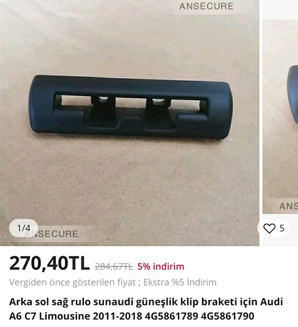 4G5861790 4pk audi perde braketi