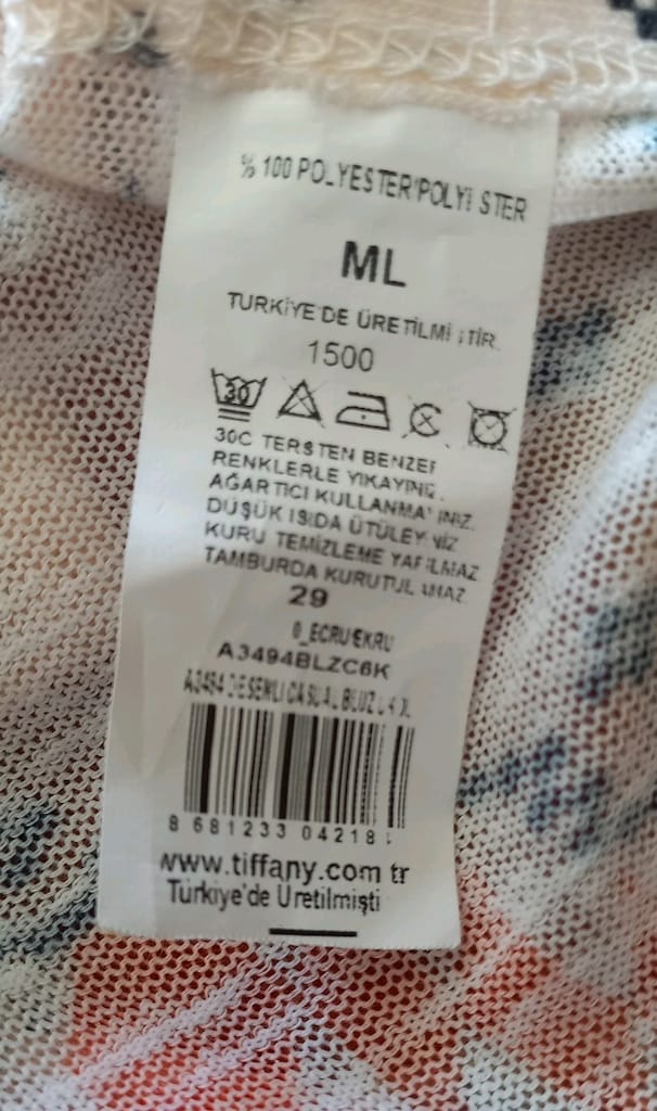 Krem renkli Etnik Desenli Bluz - 4