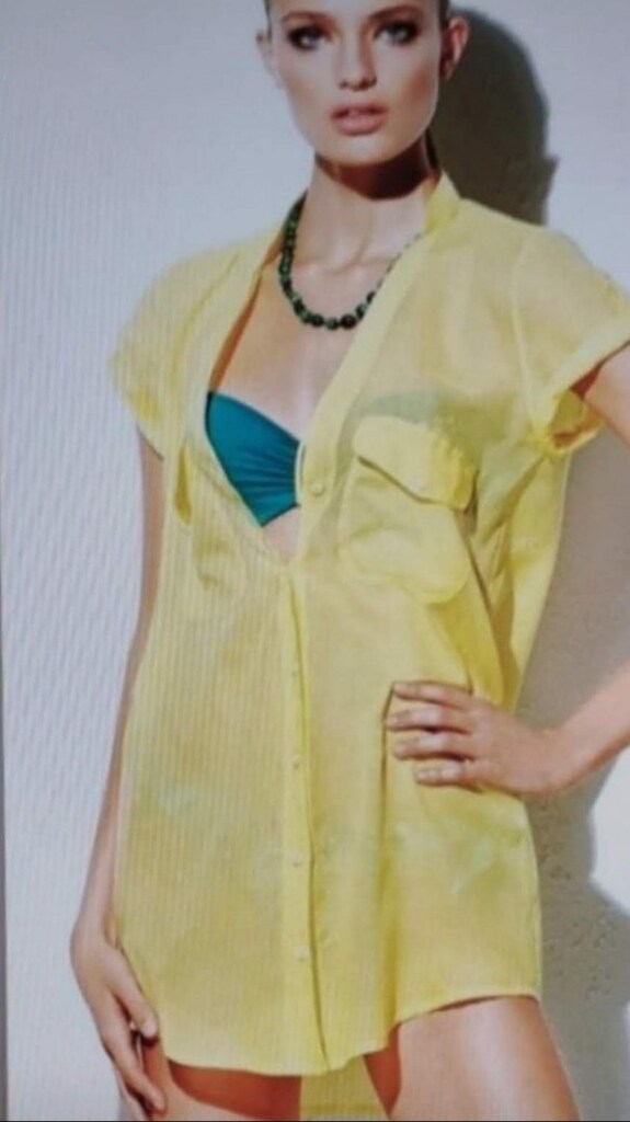 SARI ŞİFON TÜL TRANSPARAN TUNİK PAREO GÖMLEK seksi bikini yaz tatil - 2